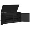 Patio Storage Cabinet Black 43.3"x21.7"x23.8" Poly Rattan
