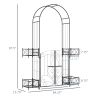 Outsunny 7' Garden Arch Arbor, Metal Arch Trellis with Gate, Garden Archway for Climbing Vines, Black