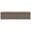 Patio Storage Box Gray 86.6"x19.7"x21.3" Poly Rattan Acacia Wood