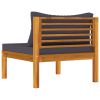 2 Piece Patio Sofa Set with Dark Gray Cushions Acacia Wood