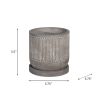 6" LINE PATTERN PLANTER W/ SAUCER, GRAY