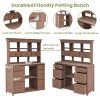 TOPMAX Garden Potting Bench Table, Rustic and Sleek Design with Multiple Drawers and Shelves for Storage, Brown