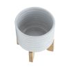 5" TEXTURED PLANTER W/ STAND, WHITE
