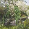 Outsunny 81" Metal Garden Arbor with Double Doors, Locking Gate