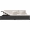 Convertible Sun Bed with Cushions Poly Rattan Black