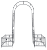 Metal Garden Arch with two plant stands 79.5'' Wide x 86.6'' High Climbing Plants Support Rose Arch Outdoor Black