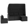 4 Piece Patio Sofa Set with Cushions Black Poly Rattan