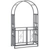 Outsunny 81" Metal Garden Arbor with Double Doors, Locking Gate