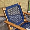 Outsunny Patio Acacia Wood Adirondack Chair, Modern Wood Fire Pit Chair with PP Rope Weave, Coconino Lounge Chair with High Backrest Support