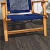 Outsunny Patio Acacia Wood Adirondack Chair, Modern Wood Fire Pit Chair with PP Rope Weave, Coconino Lounge Chair with High Backrest Support