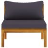 2 Piece Patio Sofa Set with Dark Gray Cushions Acacia Wood