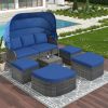 Patio Furniture Set Daybed Sunbed with Retractable Canopy