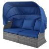 Patio Furniture Set Daybed Sunbed with Retractable Canopy