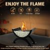 Round Glass Large Tabletop Fireplace 12.5" H