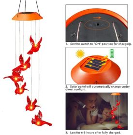 New LED Solar Wind Chime Lamp Hummingbird Wind Chime Lamp (Emitting Color: Red shell red bird)