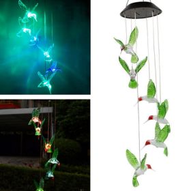 New LED Solar Wind Chime Lamp Hummingbird Wind Chime Lamp (Emitting Color: Green Hummingbird)