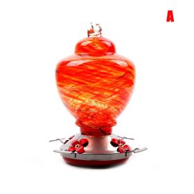 Hummingbird Feeder for Outdoors Hand Blown Colorful Glass Feeder (Color: a)