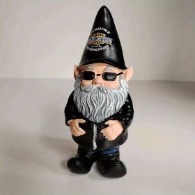 1pc Gnome Statue, Biker Themed Garden Gnome (Color: Halley Male)