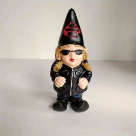 1pc Gnome Statue, Biker Themed Garden Gnome (Color: Halley Female)