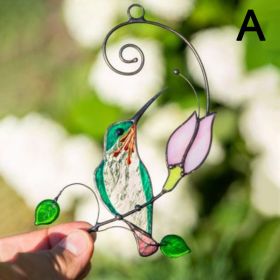 1pc Hummingbird Stained Glass Sun Catcher (Style: A)