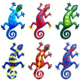 1pc Metal Gecko Wall Art Decor, Inspirational Sculpture Hanging (Style: 6pc/set)