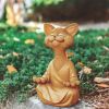 1pc Whimsical Cat Sculpture, Buddha Meditating Cat Statue,