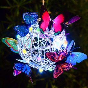 1pc LED Solar Butterfly Ball Wind Chime (Color: Multicolor)