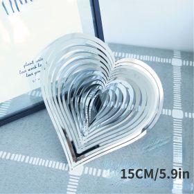 1Pack, 3D Rotating Wind Chime Wind Rotating Ornament Red Heart Love Pendant (Color: 5.91inch Silver)