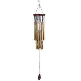 1pc Handmade Hanging Wind Chimes With 27 Tubes For Outside Decoration Tuned Wind Chime (Color: Golden)