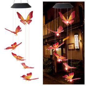 LED Colorful Solar Power Wind Chime Crystal Hummingbird Butterfly (Ships From: China, Emitting Color: 07)