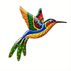 1pc/4pcs, Metal Hummingbird Wall Art Decor, Metal Colorful Birds 3D (Color: Orange)