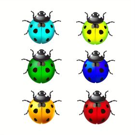 1pc/6pcs, Metal Ladybugs Wall Decor, Metal Ladybugs Hanging Decor (Color: 6PC/SET)