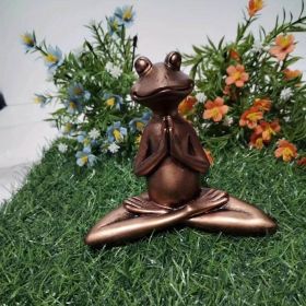1pc Miniature Meditation Yoga Frog Resin Statue (Color: muse)