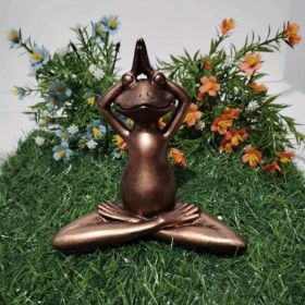 1pc Miniature Meditation Yoga Frog Resin Statue (Color: Worship the sun)