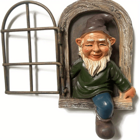 1pc Gnomes Elf Out The Door Statue, Whimsical Tree Tree Hugger (Color: Single Door)