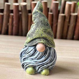1pc Garden Gnome Resin Statue (Color: Green)