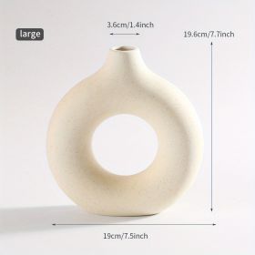 1pc; White Ceramic Vase White Vases (Color: Cream Color, size: large)