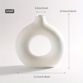 1pc; White Ceramic Vase White Vases (Color: Ivory White, size: small)