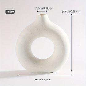 1pc; White Ceramic Vase White Vases (Color: Beige, size: large)