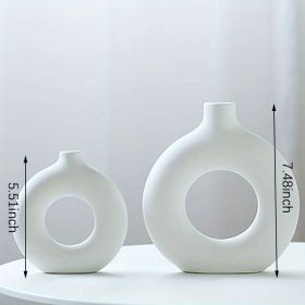 1pc; White Ceramic Vase White Vases (Color: Ivory White, size: Small + Large Vase)