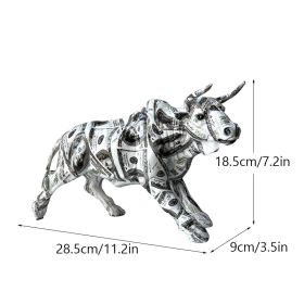 NORTHEUINS Graffiti Painting Resin Bull Figurines (Color: Dollar)
