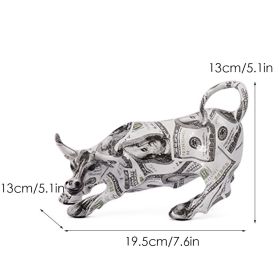 NORTHEUINS Graffiti Painting Resin Bull Figurines (Color: 901 Dollar)