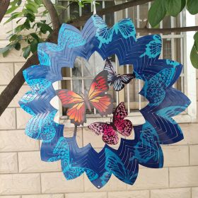 Creative 3D Kinetic Stainless Steel Wind Spinner (Color: butterfly, size: 30cm 12inch)