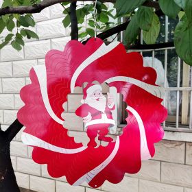 Creative 3D Kinetic Stainless Steel Wind Spinner (Color: Santa, size: 30cm 12inch)