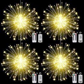4 Packs; Fairy String ; 90LED 8 Modes Dimmable String Fairy Lights With Remote Control (Color: Warm LED)