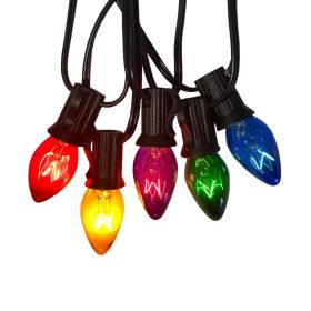 C7 Multi-color  Lights; 28 Feet 27 Light Bulbs (Color: 28FT-Colored Bulb)