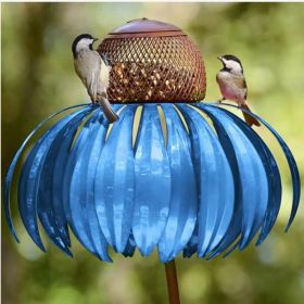 Pink Coneflower Bird Feeder Outdoor Decoration (Color: Blue, Ships From: China)