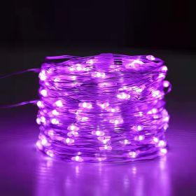 Solar  String Lights; 33ft 100 LED Solar 8 Modes (Color: Purple)