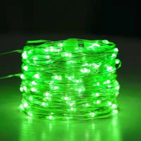 Solar  String Lights; 33ft 100 LED Solar 8 Modes (Color: Green)