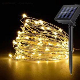 Solar  String Lights; 33ft 100 LED Solar 8 Modes (Color: Warm White)